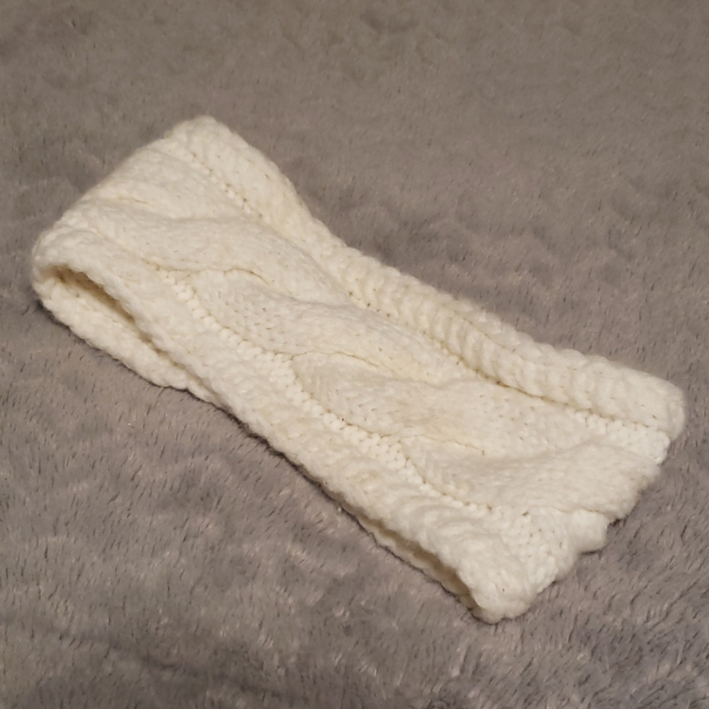 White knit headband ear warmer